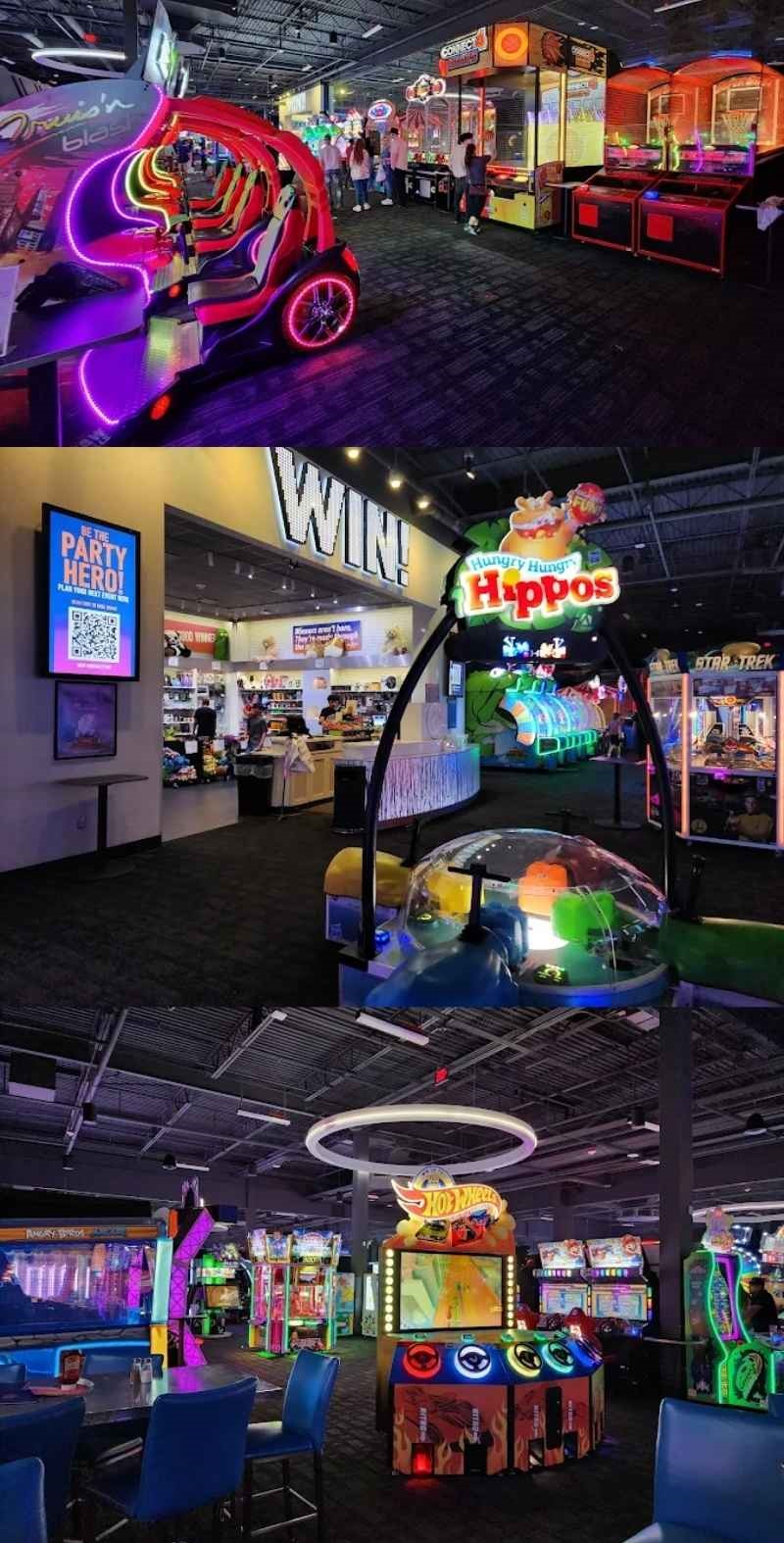 Arcade games at Dave & Buster’s, a popular bar with a game room setup