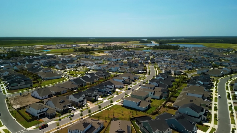 Aerial view of a residential neighborhood in Lake Nona, Orlando