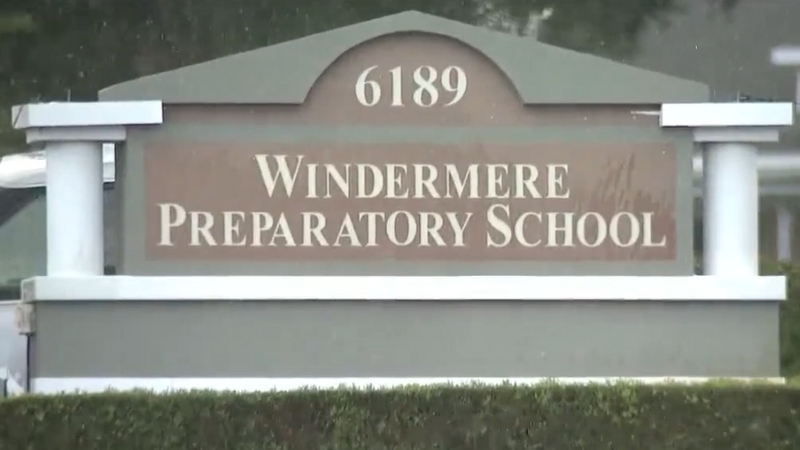 Windermere Preparatory School entrance sign displaying the school name and street number 6189